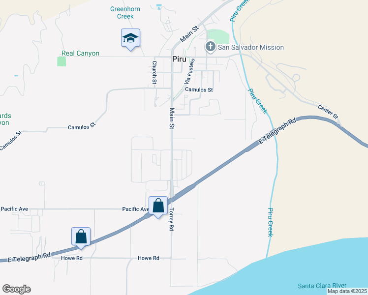 map of restaurants, bars, coffee shops, grocery stores, and more near 4012 Shannon Lane in Piru