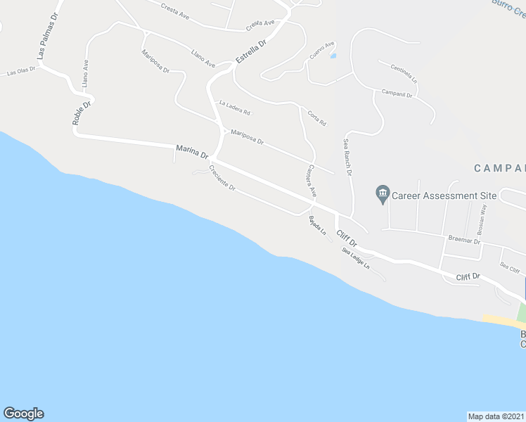 map of restaurants, bars, coffee shops, grocery stores, and more near 4145 Creciente Drive in Santa Barbara