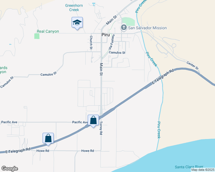 map of restaurants, bars, coffee shops, grocery stores, and more near 4008 Shannon Lane in Piru