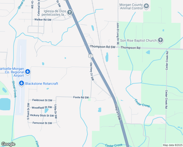 map of restaurants, bars, coffee shops, grocery stores, and more near 3200 Old Highway 31 Southwest in Hartselle