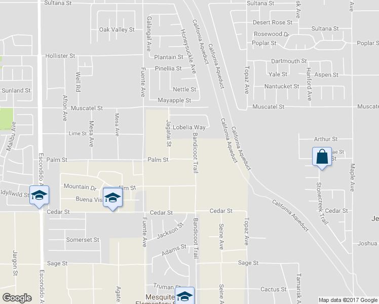 map of restaurants, bars, coffee shops, grocery stores, and more near 8722 Bandicoot Trail in Hesperia