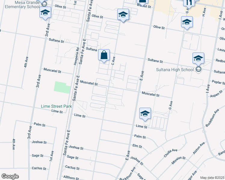 map of restaurants, bars, coffee shops, grocery stores, and more near 8671 C Avenue in Hesperia