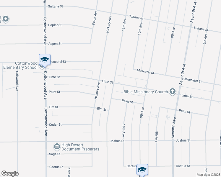 map of restaurants, bars, coffee shops, grocery stores, and more near 8730 11th Avenue in Hesperia