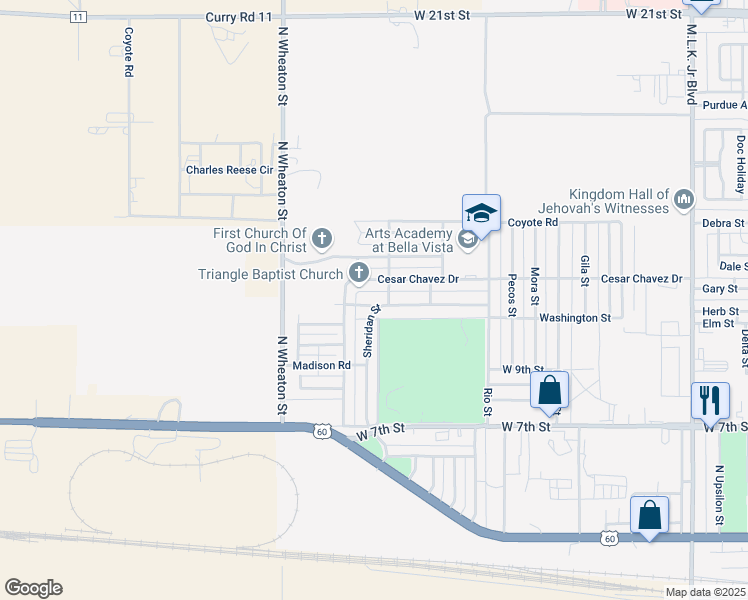 map of restaurants, bars, coffee shops, grocery stores, and more near 100 Ventura Street in Clovis