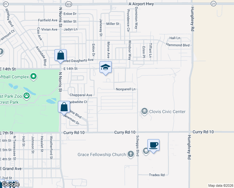 map of restaurants, bars, coffee shops, grocery stores, and more near 208 Almond Tree Lane in Clovis