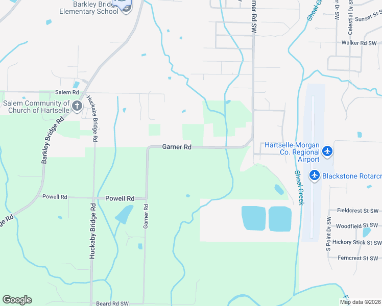 map of restaurants, bars, coffee shops, grocery stores, and more near 3560 Garner Road Southwest in Hartselle