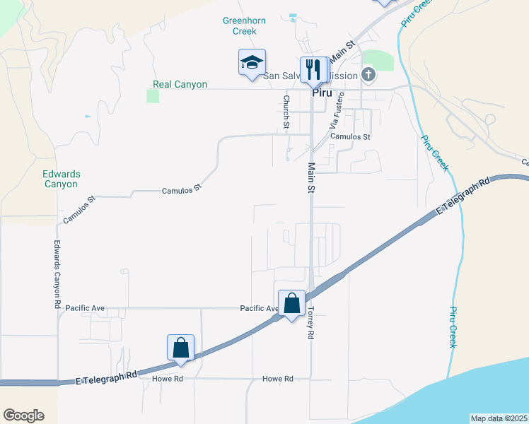 map of restaurants, bars, coffee shops, grocery stores, and more near in Piru