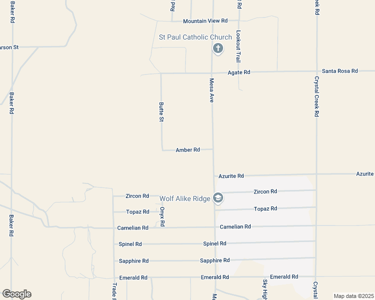 map of restaurants, bars, coffee shops, grocery stores, and more near Amber Road in Lucerne Valley