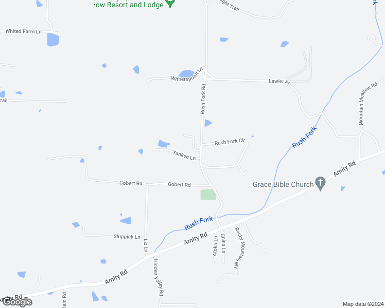 map of restaurants, bars, coffee shops, grocery stores, and more near 578 Rush Fork Road in Hot Springs