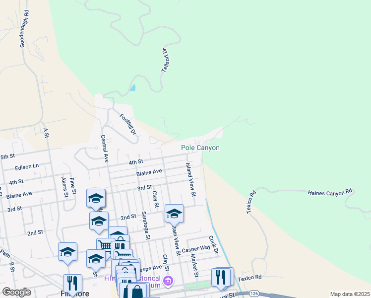map of restaurants, bars, coffee shops, grocery stores, and more near 159 4th Street in Fillmore