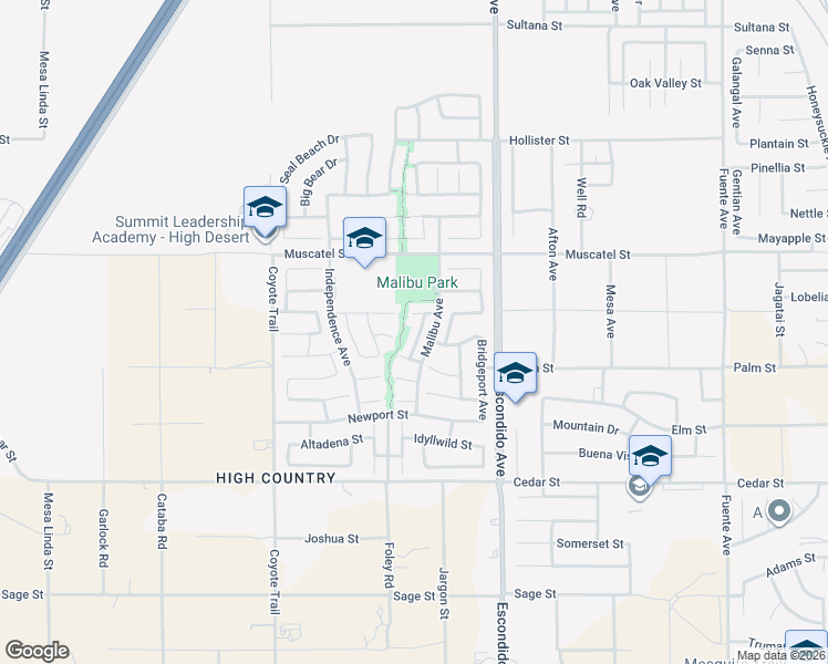 map of restaurants, bars, coffee shops, grocery stores, and more near 8786 Redondo Avenue in Hesperia