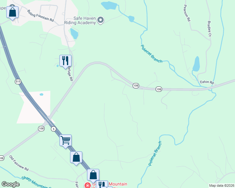 map of restaurants, bars, coffee shops, grocery stores, and more near 54 Refuge Valley Road in Jasper