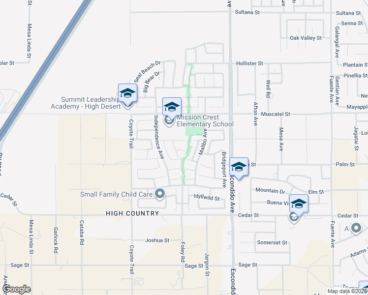 map of restaurants, bars, coffee shops, grocery stores, and more near 13110 Rosamond Court in Hesperia