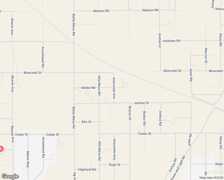 map of restaurants, bars, coffee shops, grocery stores, and more near 9975 Adobe Road in Hesperia