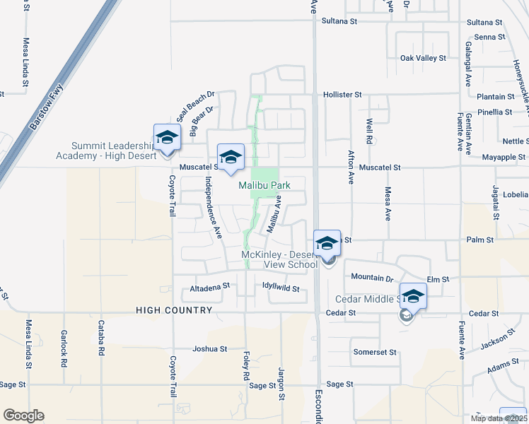 map of restaurants, bars, coffee shops, grocery stores, and more near 8786 Redondo Avenue in Hesperia