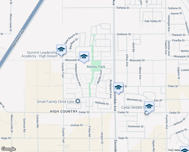 map of restaurants, bars, coffee shops, grocery stores, and more near 13139 Upland Court in Hesperia