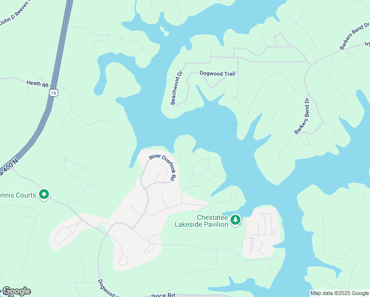 map of restaurants, bars, coffee shops, grocery stores, and more near 110 Peninsula Way in Dawsonville