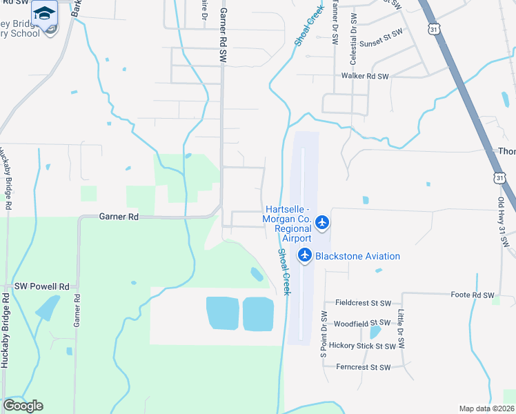 map of restaurants, bars, coffee shops, grocery stores, and more near 543 Blackshear Lane in Hartselle