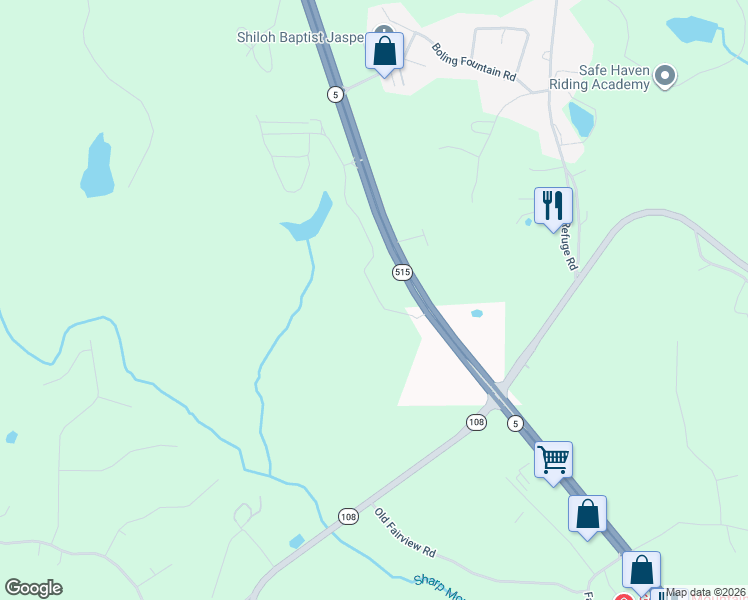map of restaurants, bars, coffee shops, grocery stores, and more near Georgia 515 in Jasper