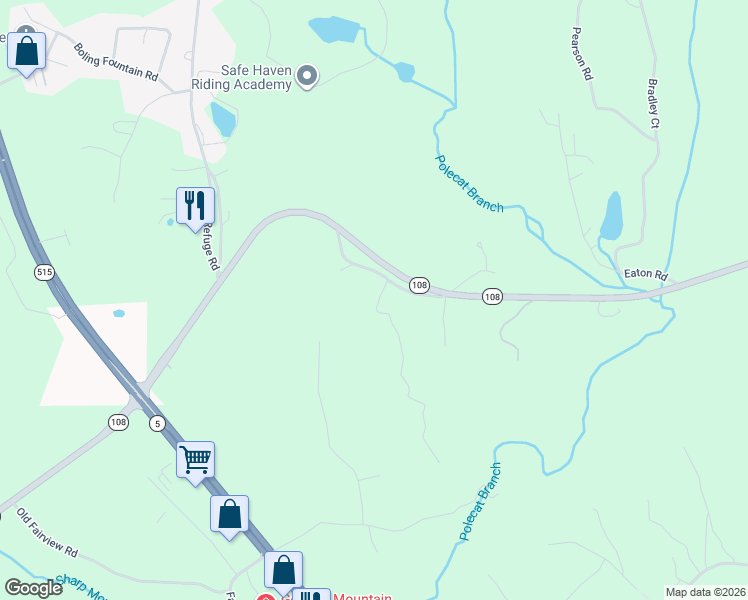 map of restaurants, bars, coffee shops, grocery stores, and more near 54 Refuge Valley Road in Jasper