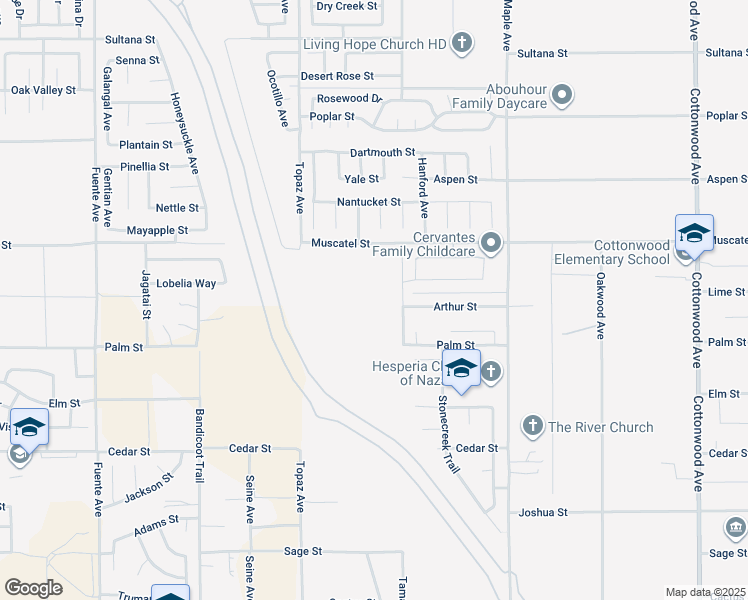 map of restaurants, bars, coffee shops, grocery stores, and more near 14237 Plymouth Street in Hesperia