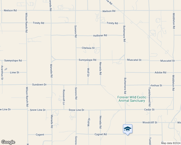 map of restaurants, bars, coffee shops, grocery stores, and more near 8809 Wolf Drive in Phelan