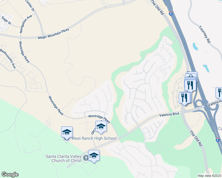 map of restaurants, bars, coffee shops, grocery stores, and more near 26966 Pebble Ridge Place in Stevenson Ranch