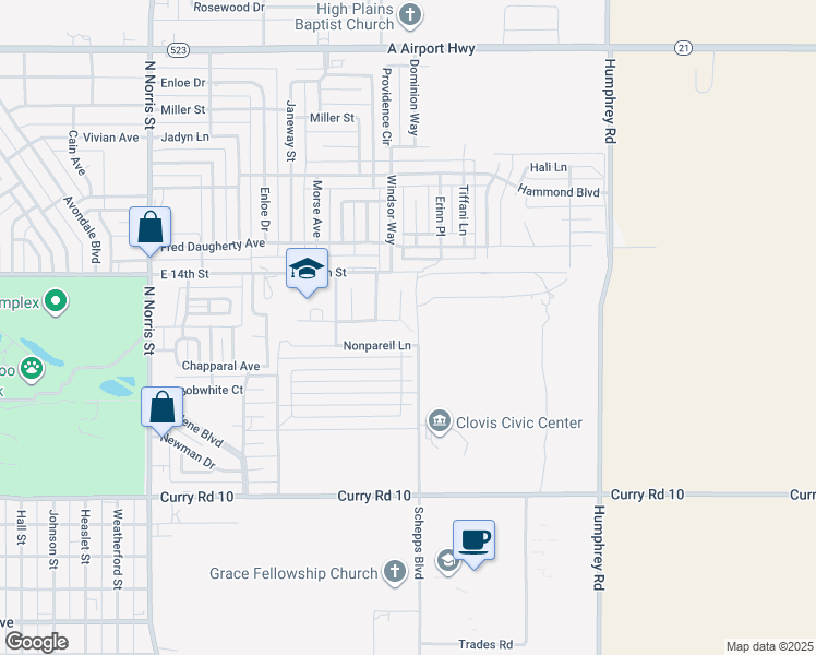 map of restaurants, bars, coffee shops, grocery stores, and more near 800 Gaylemont in Clovis