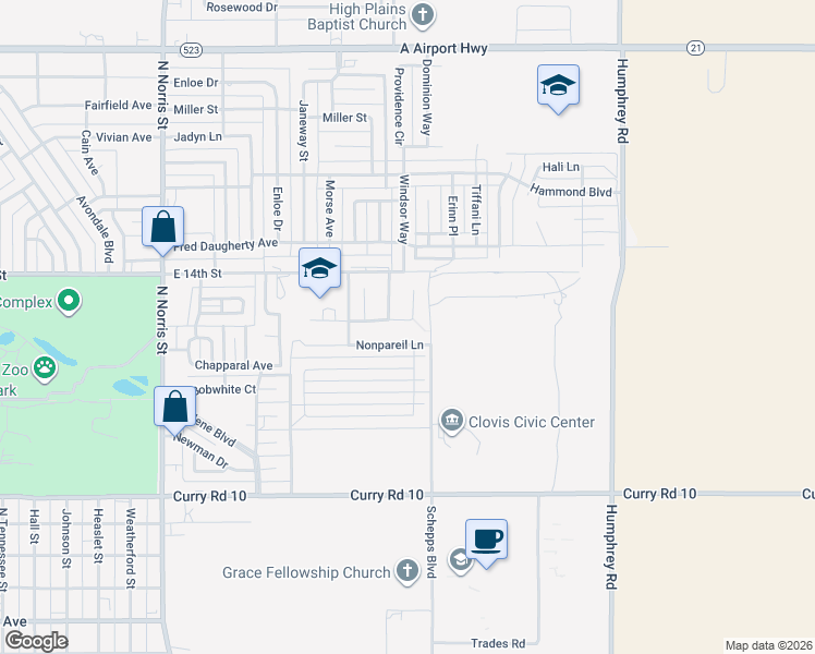map of restaurants, bars, coffee shops, grocery stores, and more near 800 Gaylemont in Clovis