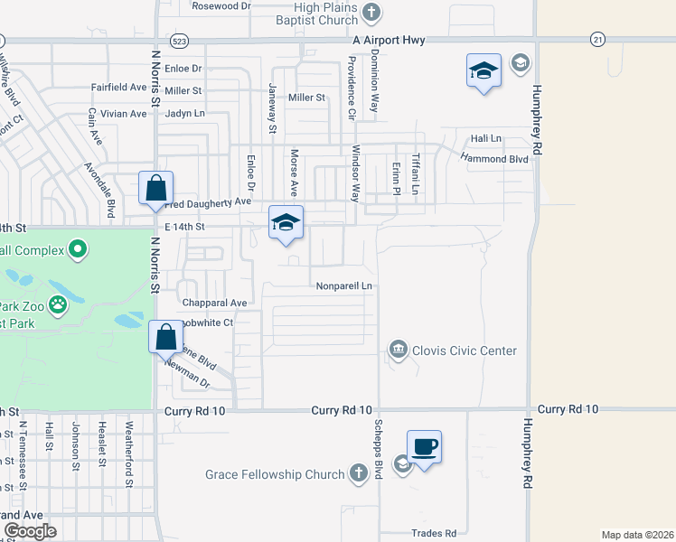 map of restaurants, bars, coffee shops, grocery stores, and more near 112 Almond Tree Lane in Clovis