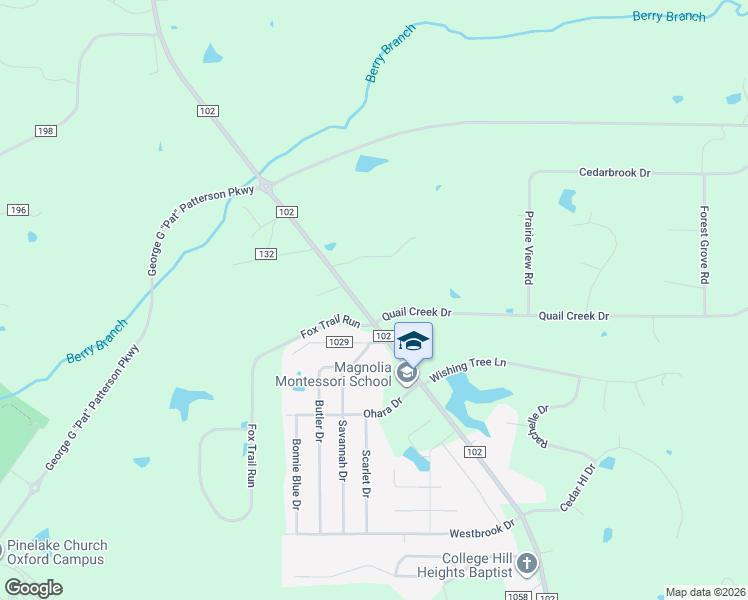 map of restaurants, bars, coffee shops, grocery stores, and more near 230 County Road 102 in Oxford