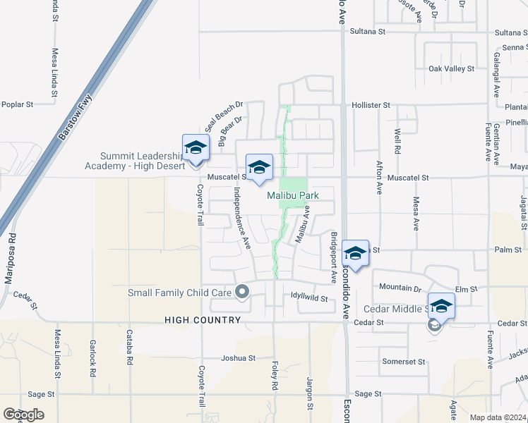 map of restaurants, bars, coffee shops, grocery stores, and more near 13070 Lancaster Street in Hesperia