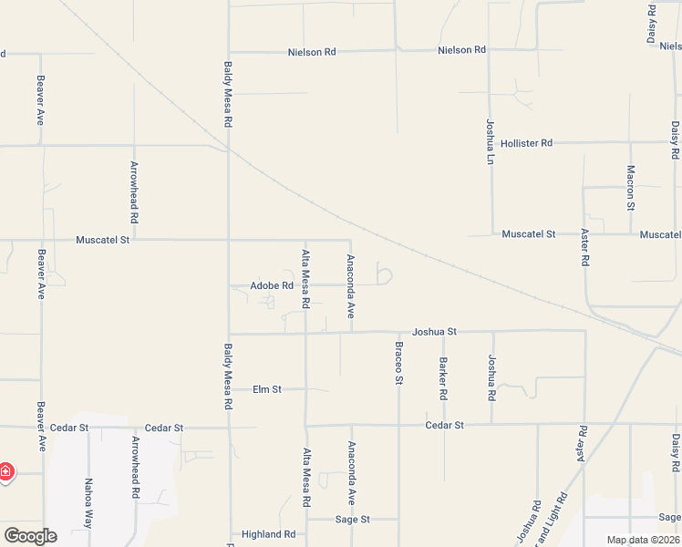 map of restaurants, bars, coffee shops, grocery stores, and more near 9980 Adobe Road in Hesperia