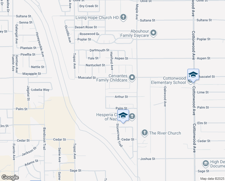map of restaurants, bars, coffee shops, grocery stores, and more near 14335 Plymouth Street in Hesperia