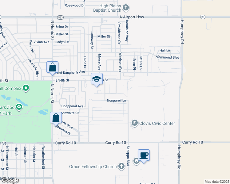 map of restaurants, bars, coffee shops, grocery stores, and more near 112 Almond Tree Lane in Clovis