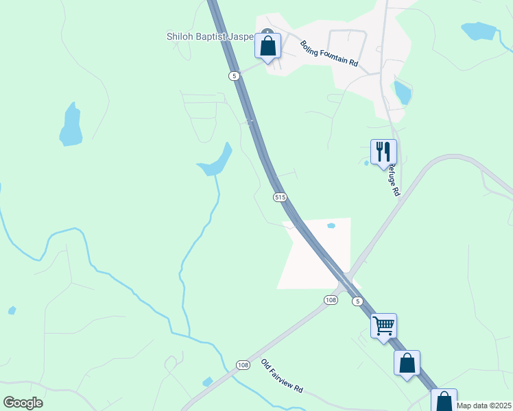 map of restaurants, bars, coffee shops, grocery stores, and more near Georgia 515 in Jasper