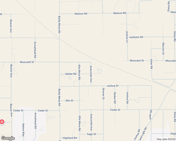 map of restaurants, bars, coffee shops, grocery stores, and more near 9980 Adobe Road in Hesperia