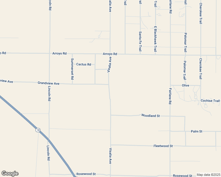 map of restaurants, bars, coffee shops, grocery stores, and more near Visalia Avenue in Lucerne Valley