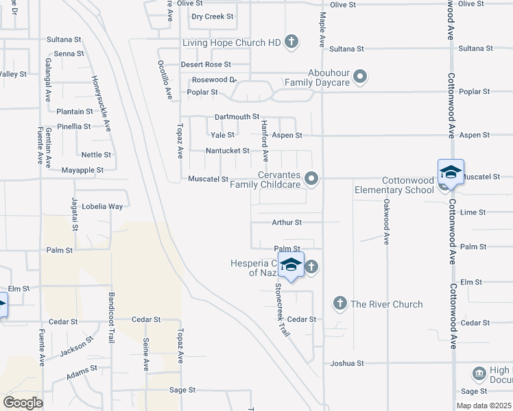 map of restaurants, bars, coffee shops, grocery stores, and more near 14201 Plymouth Street in Hesperia
