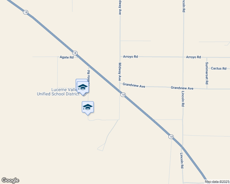 map of restaurants, bars, coffee shops, grocery stores, and more near California 18 in Lucerne Valley