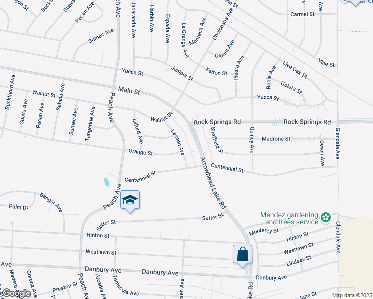 map of restaurants, bars, coffee shops, grocery stores, and more near 8807 Lassen Avenue in Hesperia