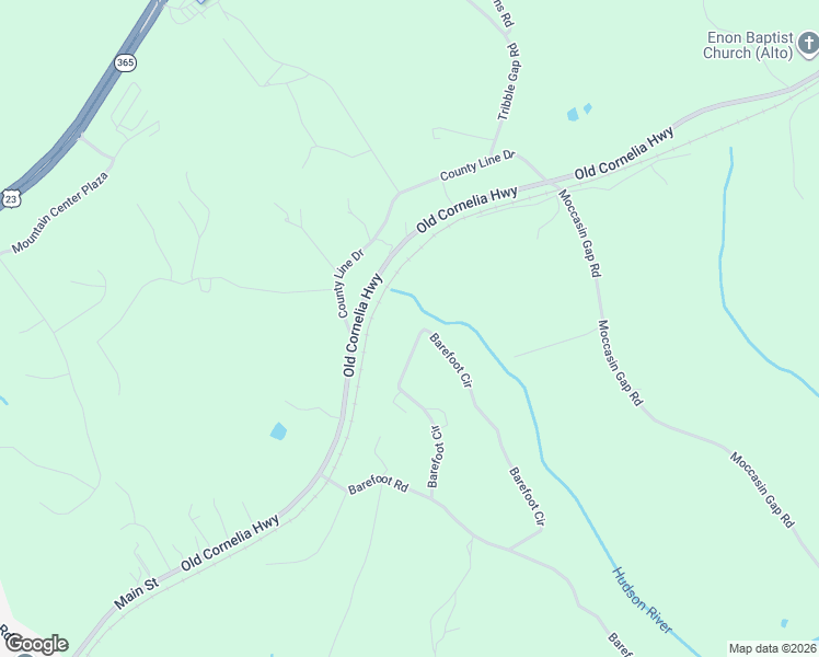 map of restaurants, bars, coffee shops, grocery stores, and more near 279 Barefoot Circle in Lula