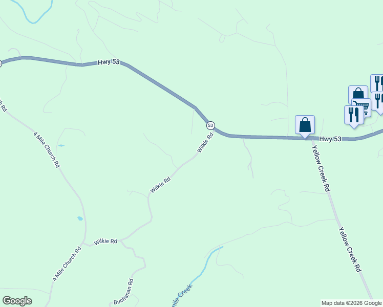 map of restaurants, bars, coffee shops, grocery stores, and more near 194 Wilkie Road in Ball Ground