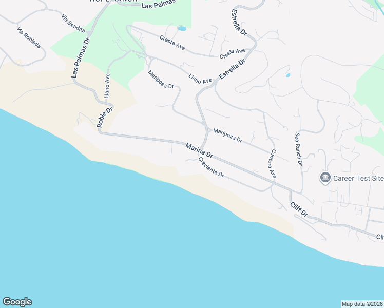 map of restaurants, bars, coffee shops, grocery stores, and more near 4191 Creciente Drive in Santa Barbara