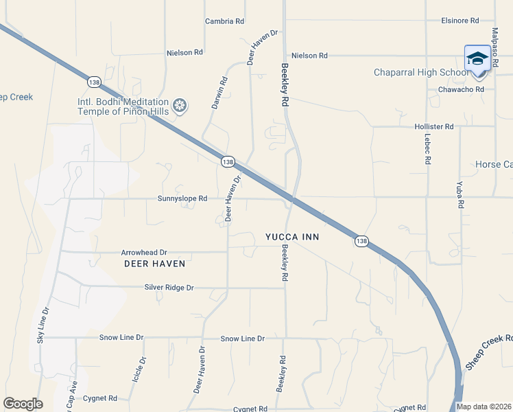 map of restaurants, bars, coffee shops, grocery stores, and more near 3207 Sunnyslope Road in Piñon Hills