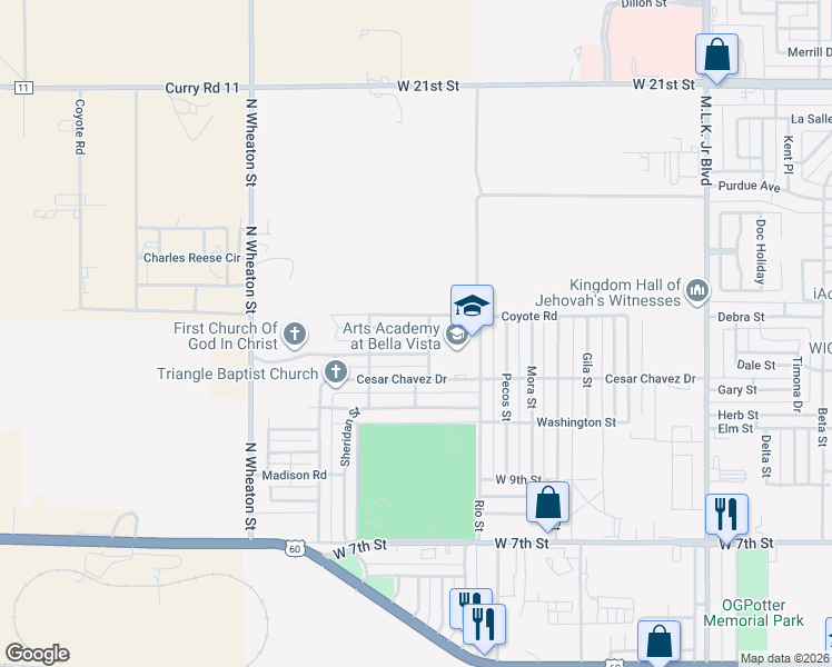 map of restaurants, bars, coffee shops, grocery stores, and more near 3005 Weston Street in Clovis