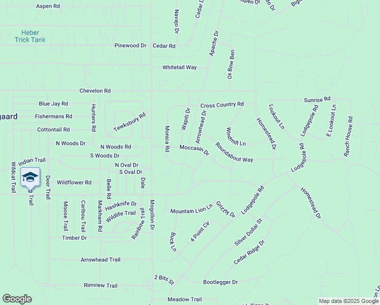 map of restaurants, bars, coffee shops, grocery stores, and more near 2219 Moccasin Drive in Navajo County
