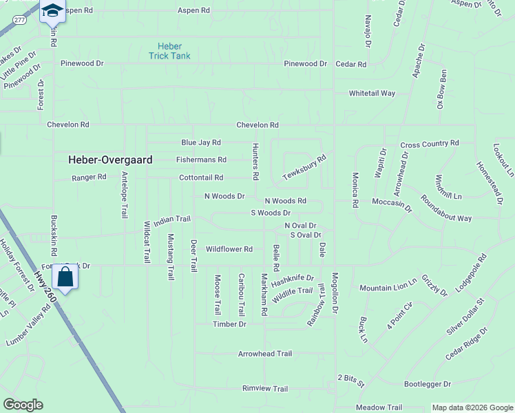 map of restaurants, bars, coffee shops, grocery stores, and more near 2154 South Woods Drive in Heber-Overgaard
