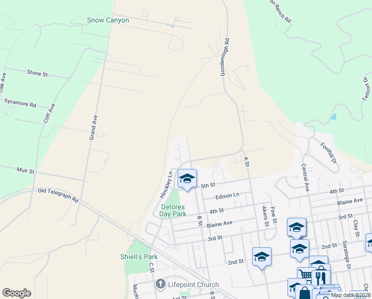 map of restaurants, bars, coffee shops, grocery stores, and more near 1037 B Street in Fillmore