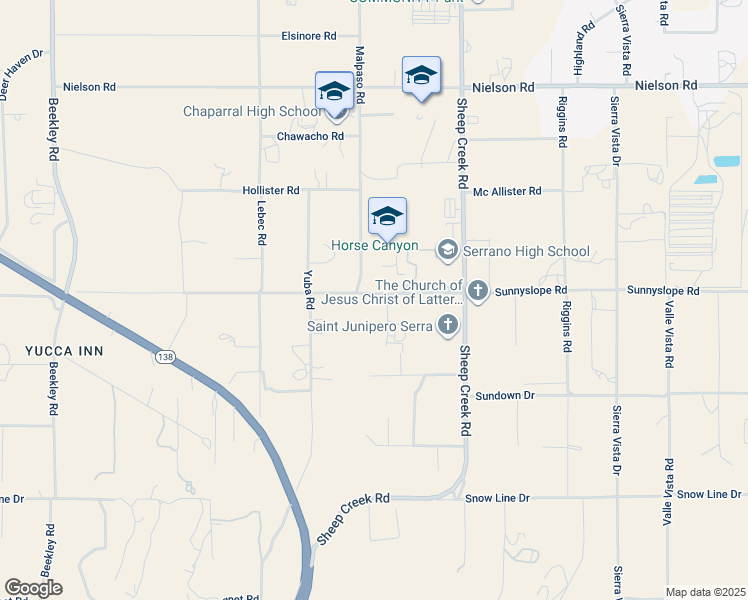 map of restaurants, bars, coffee shops, grocery stores, and more near 9292 Sheep Creek Road in Phelan